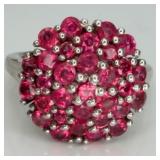 Sterling Silver Rhodolite Garnet Cluster Ring