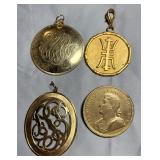 4 Large Gold-Tone Fashion Pendants