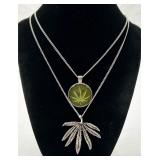 Pair of Marijuana Leaf Pendants on 18' Chains