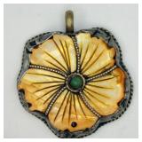 Silver-tone Floral Design Pendant
