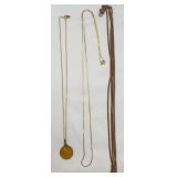 2 Fashion Gold-tone Necklaces & Pocket Watch Chain