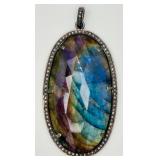 Sterling Silver Diamond & labradorite Pendant