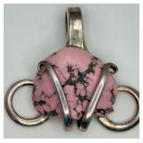 Sterling Silver Fork Pendant w/ Pink Rhodonite