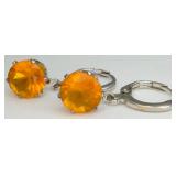 Sterling Silver Earrings w/ Orange Gemstones