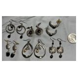 6 Pairs of Silver-Tone Fashion Earrings