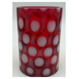 Fenton Cranberry Opalescent Coin Dot Tumbler