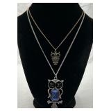 Pair of Cute Owl Necklaces