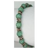 Sterling Silver w/Jade Color Beads Bracelet