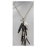 925 Mother-of-Pearl w/ Black Coral Tubes Necklace
