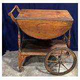 1920's Paalman mahogany tea wagon w/Drop Down Leaf
