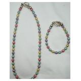 Sterling Silver Multi-color Bracelet/Necklace Set