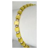 Sterling Silver Bracelet w/ Square Yellow Beads