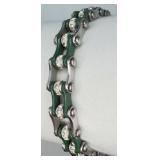 Silver-tone & Green Bike Chain w/ CZ's Bracelet