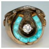 VTG 925 Navajo Turquoise, CZ & G.P Horse Show Ring