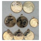 8 Euro Coins (6 are 'Pendants')