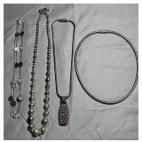 4 Silver-Tone Fashion Necklaces