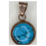 925 Mexico Onyx & Turquoise Pendant Double-Sided