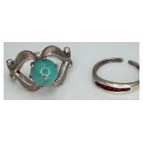 Sterling Silver Turquoise and Ruby Rings