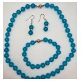 Beautiful Blue Chalcedony 3 Piece Jewelry Set