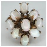 Beautiful VTG 14K White Opal Cluster Ring, 5 grams