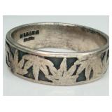 Sterling Silver Cannabis Design Ring