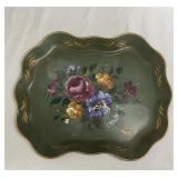 Vintage Dark Green Floral Tray