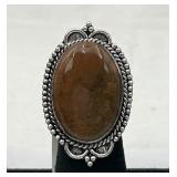 Large Ocean Jasper & German Silver Ring