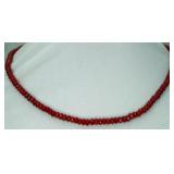 Sterling Silver Red Jade Faceted Necklace