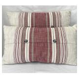 Modern Burgundy Strip w/Buttons Throw Pillows