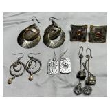 5 Pairs of Silver-Tone Fashion Earrings
