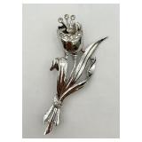 'Coro' Silver Tone Flower Pin