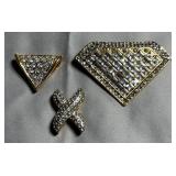 3 Gold-Tone & Rhinestone Fashion Pendant