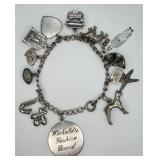 VTG Sterling Silver Bracelet w/ 925 Charms