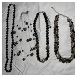 4 Black Beaded Fashion Necklaces