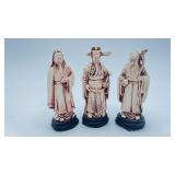 3 Vintage Carved Resin Figurines