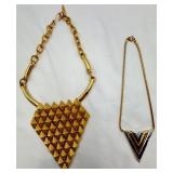 2 Triangle Gold-tone Necklaces