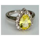 Sterling Silver Citrine & CZ Ring