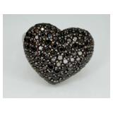 Sterling Silver Black Heart Shaped Ring