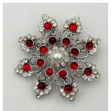 Pretty Round Silver Tone Pin/Pendant
