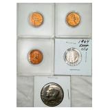 1955-S/1959 Pennies, 64 Dime, 77 Half