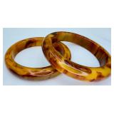 2 VTG Marbled Butterscotch Bakelite Bangles