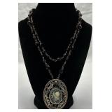 Vintage-Style Double Strand Cameo Necklace