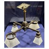 Vintage Bronze Colored Frosted Shade Ceiling Lamp