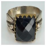 Sterling Silver & Brass Onyx Ring