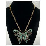 Large Jeweled Butterfly Pendant on Chain