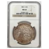 1881-S Morgan Silver Dollar, NGC MS63