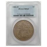 1882-O Morgan Silver Dollar, PCGS MS63