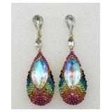 Fantastic Rainbow Rhinestone Pierced Earrings