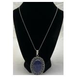 Large Lapis Lazuli & German Silver Necklace