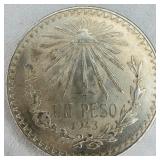 AU 1943 Mexican Un Peso 72% Silver